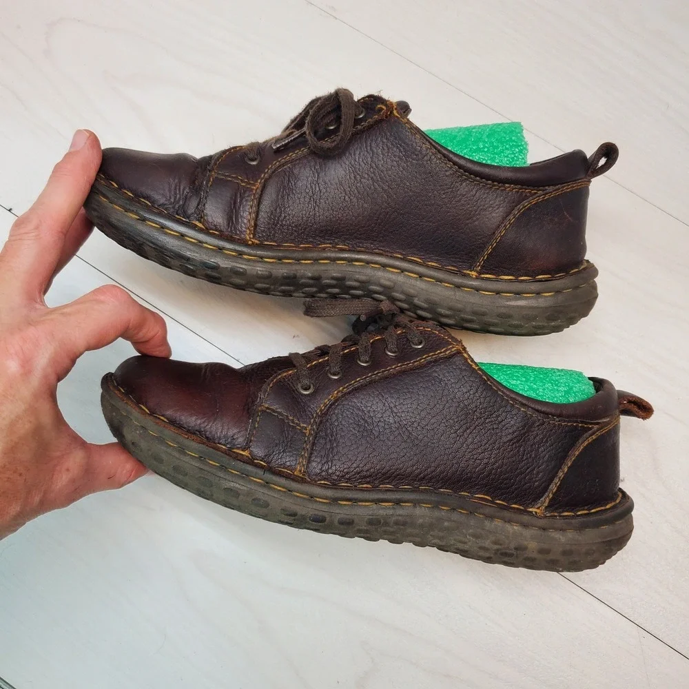 Born Brown Leather Lace-Up Flats
